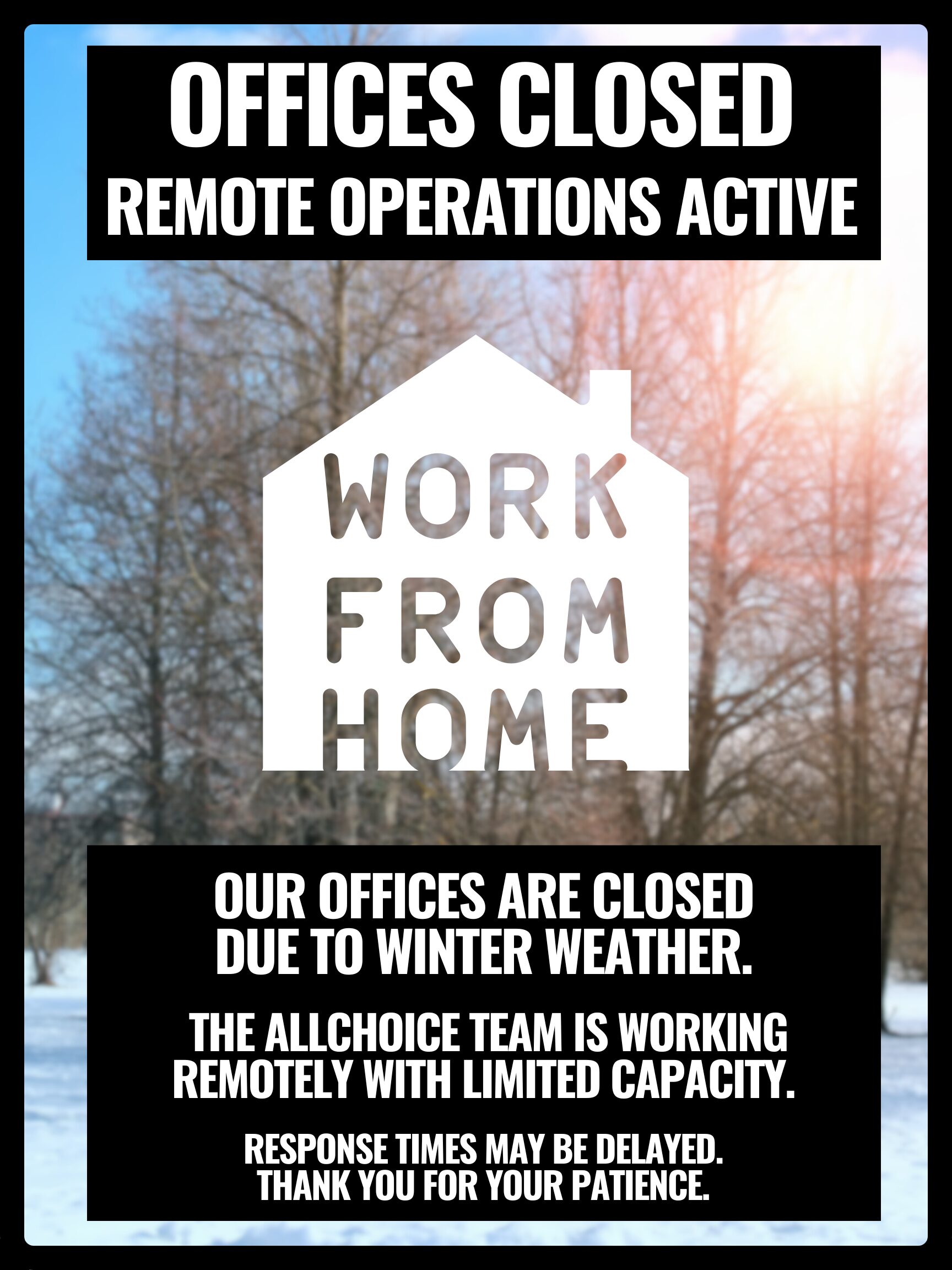 Weather Alert Office Closure - WORK FROM HOME